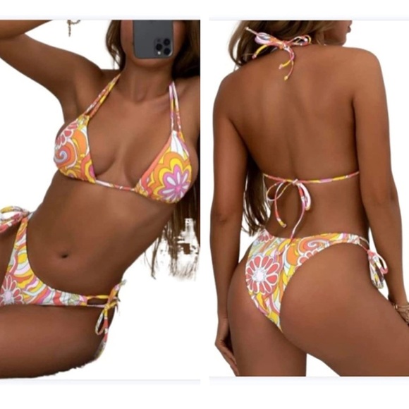 NWT Retro Floral Bikini 2pc Set - Picture 6 of 8